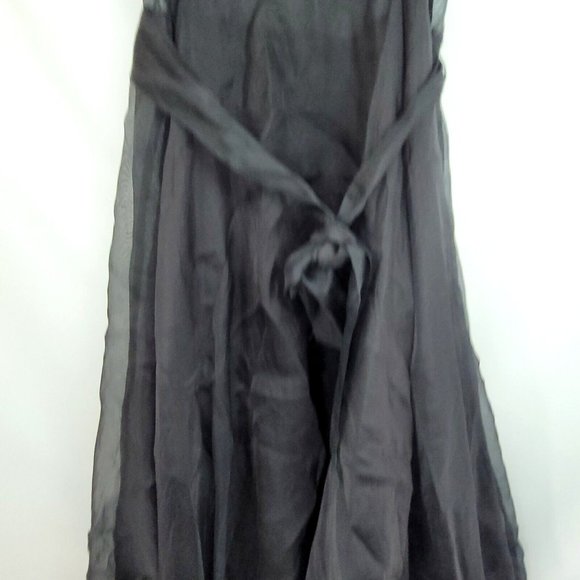 NWT Tiar Bellomo M Black Cinderella Dress Wedding Silk Chiffon Wednesday Addams - Picture 7 of 10